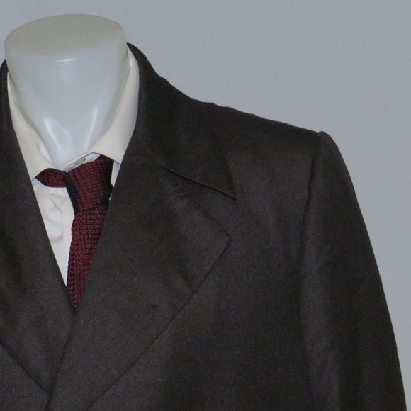 Edward Sexton Savile Row Bespoke Charcoal Gabardine Hideaway Button Overcoat 44R - Picture 1 of 12